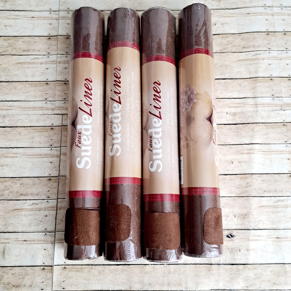 Magic Cover Set Of 4 Brown Faux Suede Liner Rolls